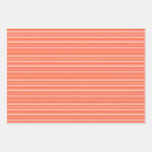 Orange Pink and Green Stripes Wrapping Paper Sheet