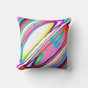 Orange Pink Aqua Yellow Blue Diagonal Design Cushion
