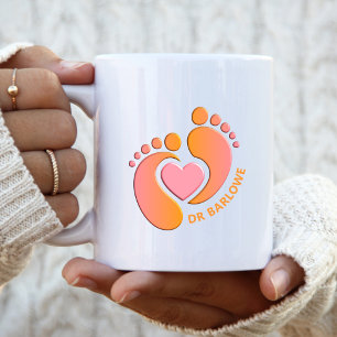 Orange Pink Baby Feet Heart Mug