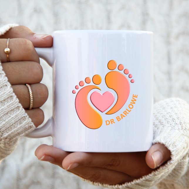Orange Pink Baby Feet Heart Mug (Creator Uploaded)