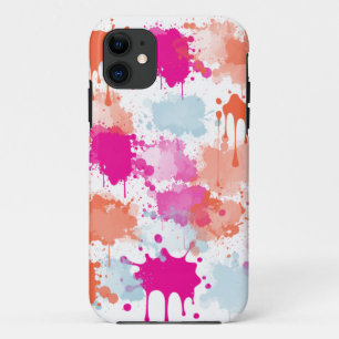 Orange Pink Blue Abstract Modern Paint Splashes Case-Mate iPhone Case