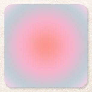 Orange Pink Blue Gradient Pastel Abstract Gradient Square Paper Coaster