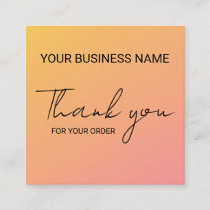 Orange Pink Business Thank You  Square Business Card