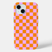 Orange + Pink Check Chequered Chequerboard Pattern