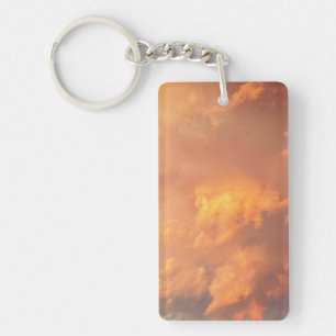 Orange Pink Clouds Cloudscape Key Ring