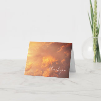 Orange Pink Clouds Cloudscape Thank You Note Card