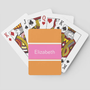 Orange Pink Custom Personalised Monogrammed Playing Cards