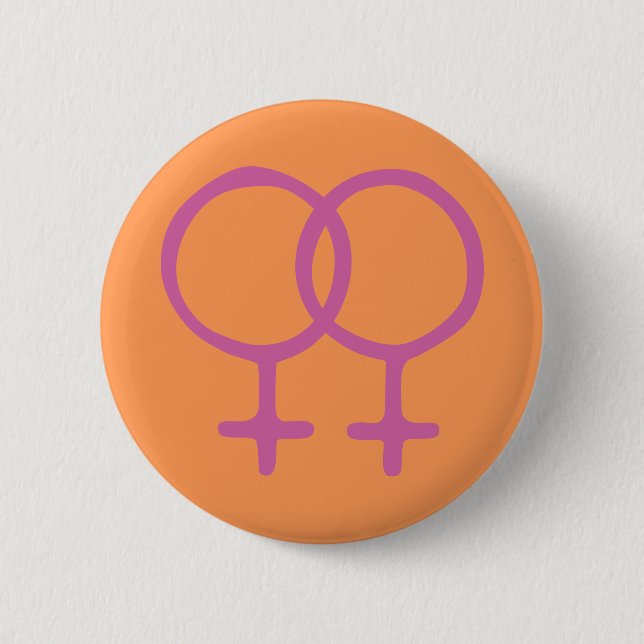 Orange/Pink Double Female 6 Cm Round Badge (Front)