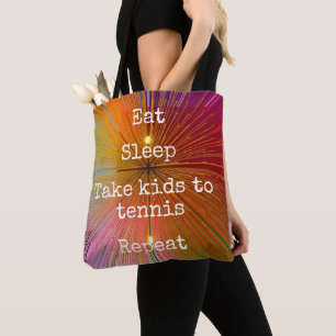Orange Pink Eat Sleep Take Kids To Tennis Repeat Tote Bag