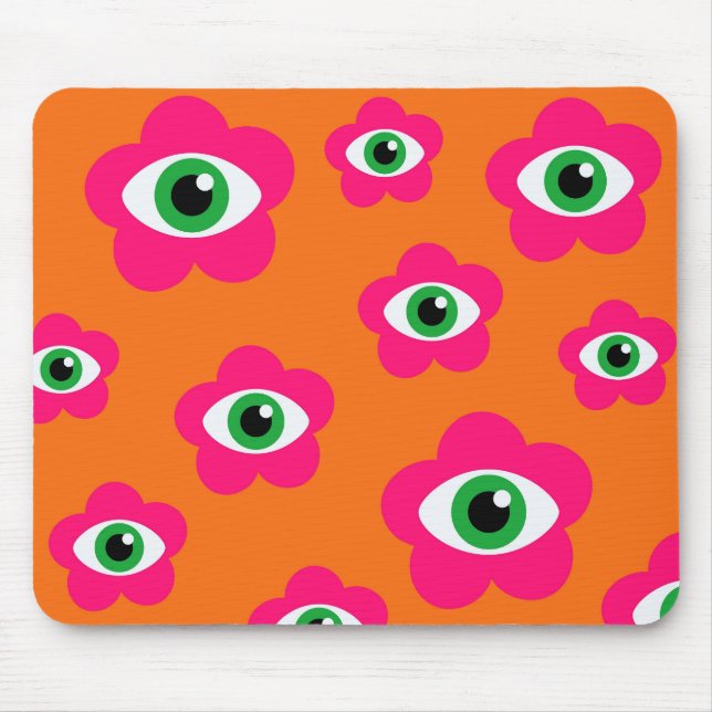 Orange&Pink Evil Eye Flowers Mouse Pad (Front)