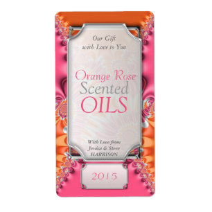 Orange Pink Favours Essential Oil Bottle Labels