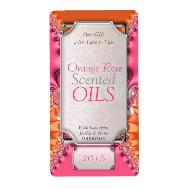 Orange Pink Favours Essential Oil Bottle Labels (Front)