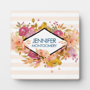 Orange & Pink Floral Bouquet Plaque