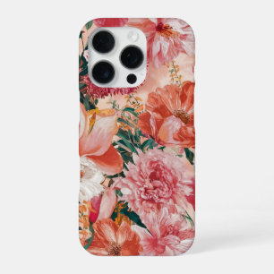Orange Pink Floral Pattern iPhone 16 Pro Case