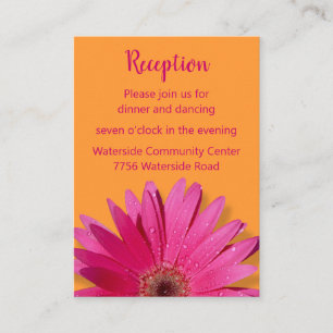 Orange & Pink Gerbera Daisy Reception Card