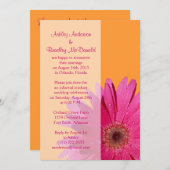 Orange Pink Gerbera Daisy Wedding Reception Only Invitation (Front/Back)