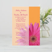 Orange Pink Gerbera Daisy Wedding Reception Only Invitation (Standing Front)