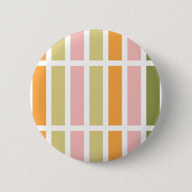 Orange Pink Gold and Green Stripes 6 Cm Round Badge (Front)