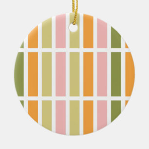 Orange Pink Gold and Green Stripes Ceramic Tree Decoration
