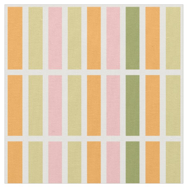 Orange Pink Gold and Green Stripes Fabric (Close Up)