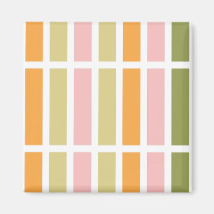 Orange Pink Gold and Green Stripes Magnet