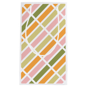 Orange Pink Gold and Green Stripes Small Gift Bag