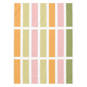 Orange Pink Gold and Green Stripes Tablecloth