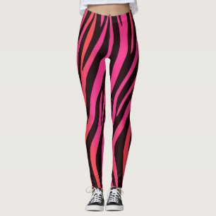 Orange & Pink Gradient Zebra Print Leggings