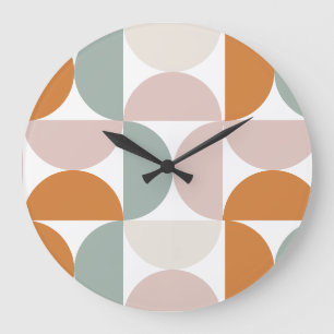 Orange Pink Green Modern Geometric Large Clock