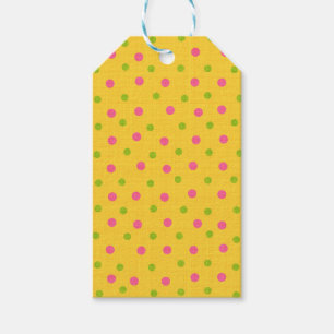 ORANGE PINK GREEN POLKA DOTS GIFT TAGS