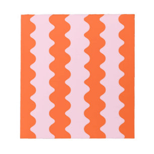 Orange Pink Groovy Stripe Minimalist Spring Summer Notepad