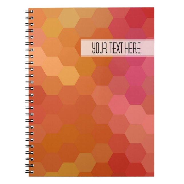 Orange Pink Hexagon Seamless Pattern Notebook (Front)