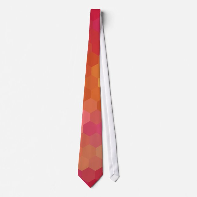 Orange Pink Hexagon Zigzag Seamless Pattern Tie (Front)