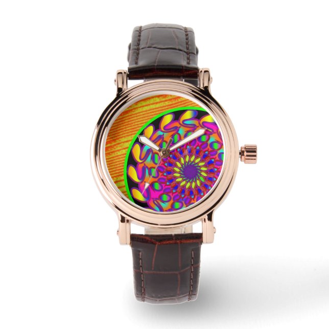 Orange & Pink Mandala Watch (Front)
