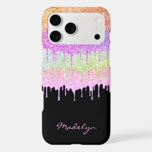 Orange Pink Mint Lime Green Drip Pattern On Black