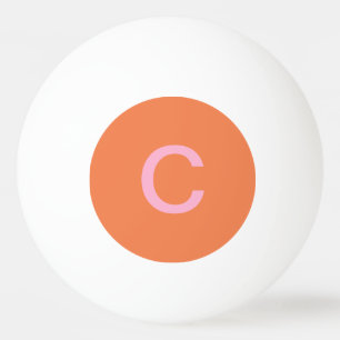 Orange Pink Monogram Initial Modern Custom Colour  Ping Pong Ball