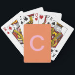 Orange Pink Monogram Initial Modern Custom Colour  Playing Cards<br><div class="desc">Designed with custom monogram initial text template in pink orange colours! You can change the colours and initials as you want! Makes a great gift or party favour for birthdays,  weddings,  bridal showers,  bachelorette party and more!</div>