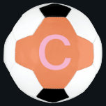 Orange Pink Monogram Initial Modern Custom Colour  Soccer Ball<br><div class="desc">Designed with custom monogram initial text template in pink orange colours! You can change the colours and initials as you want! Makes a great gift or party favour for birthdays,  weddings,  bridal showers,  bachelorette party and more!</div>