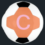 Orange Pink Monogram Initial Modern Custom Colour  Soccer Ball<br><div class="desc">Designed with custom monogram initial text template in pink orange colours! You can change the colours and initials as you want! Makes a great gift or party favour for birthdays,  weddings,  bridal showers,  bachelorette party and more!</div>