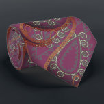Orange Pink Paisley Peacock Colours Wedding Tie<br><div class="desc">Pink and Coral Orange Yellow and Gray Mehndi Indian Paisley Peacock Wedding Party Tie For the Guys.  Father of Bride,  Father of Groom,  Groomsman,  Best Man and Groom.</div>
