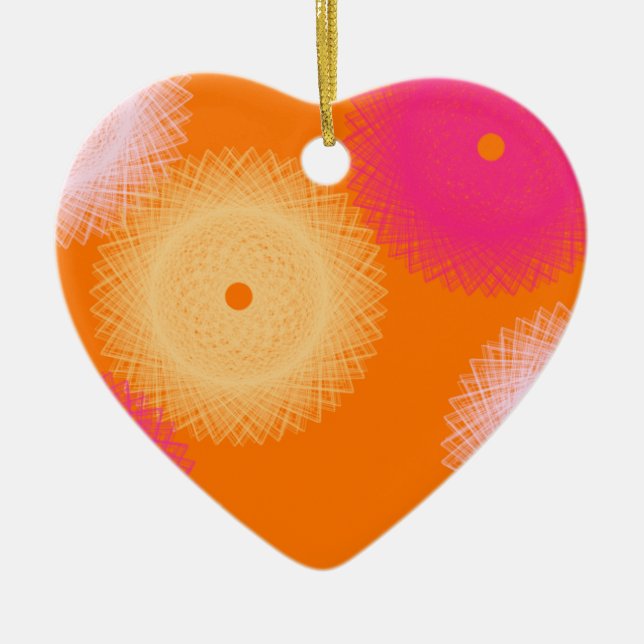 orange & pink pop colour ceramic tree decoration (Front)