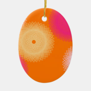 orange & pink pop colour ceramic tree decoration