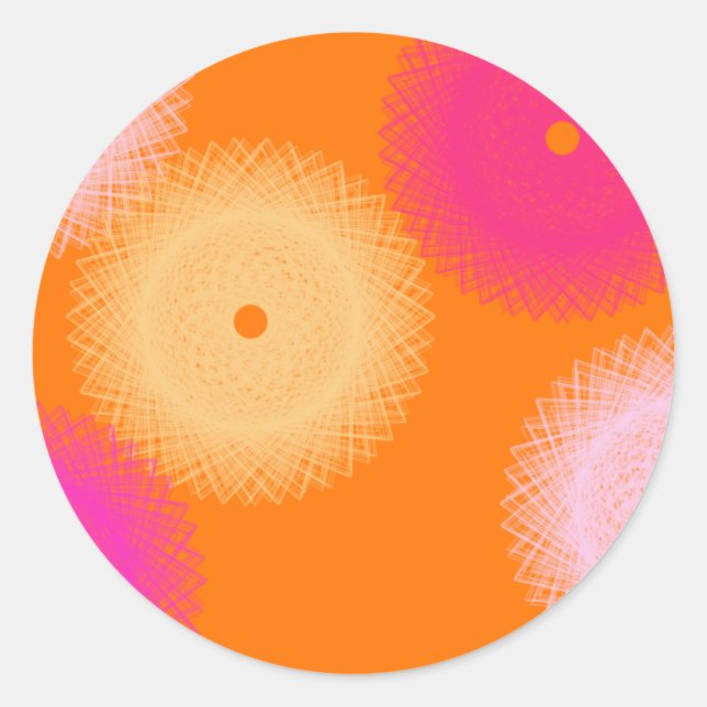 orange & pink pop colour classic round sticker (Front)