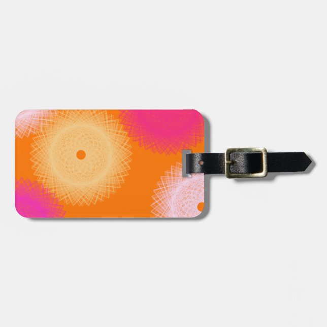 orange & pink pop colour luggage tag (Front Horizontal)
