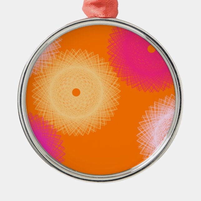 orange & pink pop colour metal tree decoration (Front)