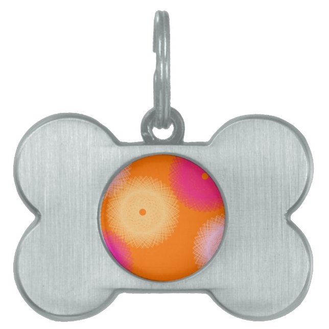 orange & pink pop colour pet ID tag (Front)