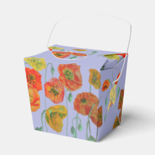 Orange Pink Poppy Floral Birthday Cake Favour Box