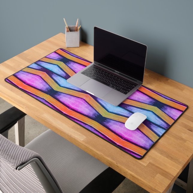 Orange, pink, purple and blue graphics  desk mat (Office 2)