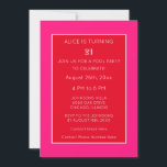 Orange Pink Red Modern Minimalist 21st Birthday Invitation<br><div class="desc">Printed with bold colours and personalised text templates which you can edit and customise!</div>