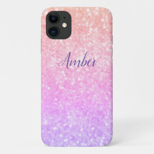 Orange Pink Sparkle Glitter Elegant Personalised Case-Mate iPhone Case